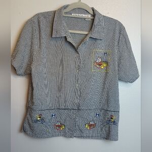 Vintage Allyson Whitmore Cotton Button Front Top Picnic Large